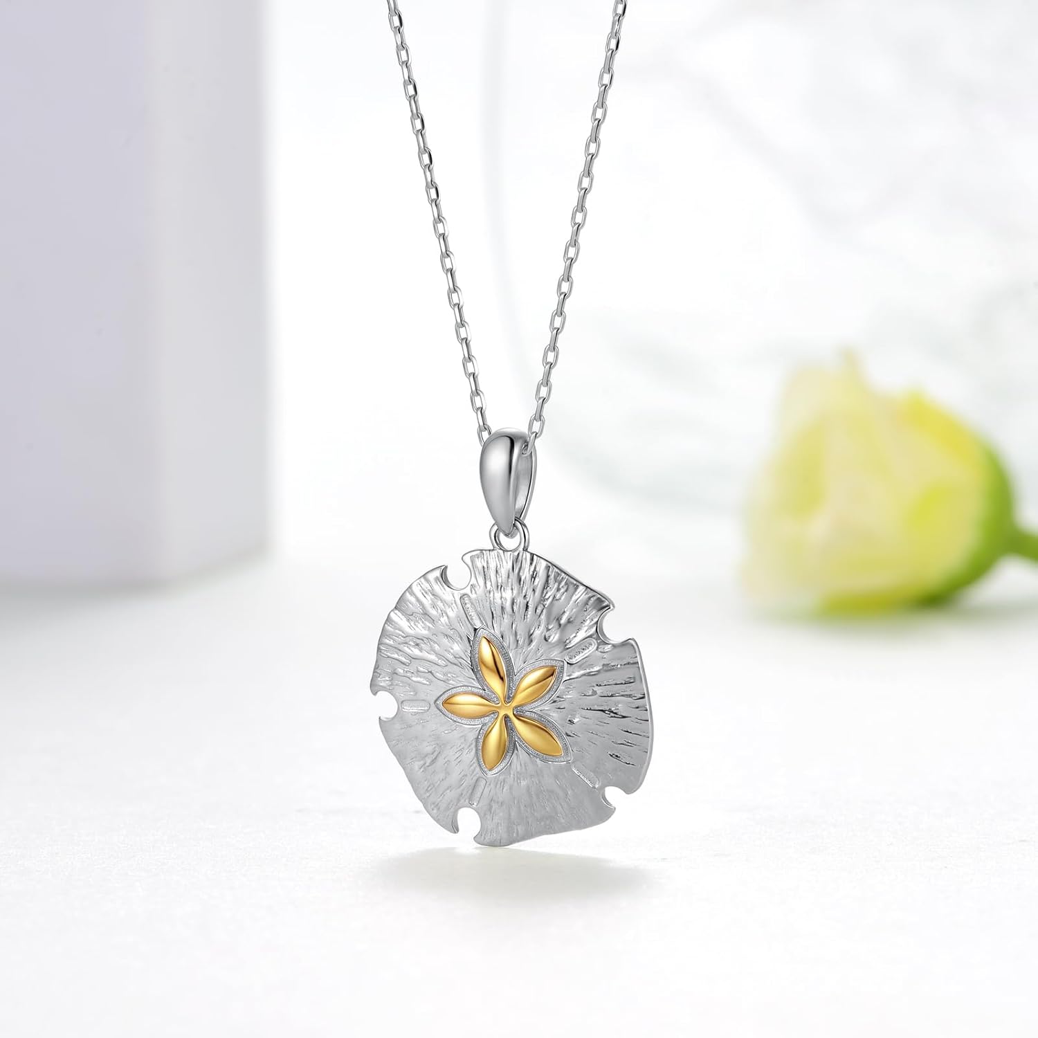 Sand Dollar Necklace 925 Sterling Silver Sand Dollars Pendant Necklace Ocean Beach Jewelry for Women Ocean Lovers - Image 3
