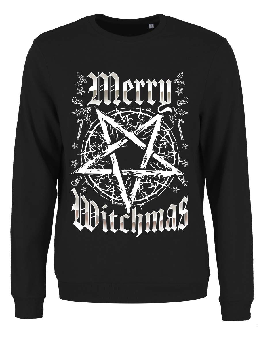 Grindstore Women's Black Merry Witchmas Christmas Jumper Sweater