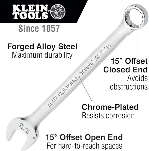 Miniatura 2 de Klein Tools 68400 SAE Juego de llaves combinadas, extremo abierto y extremo de caja, 7 piezas