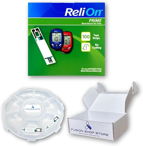 Relion Prime - Juego de tiras reactivas, 100 unidades con estuche de semana Fusion Shop Store (1)