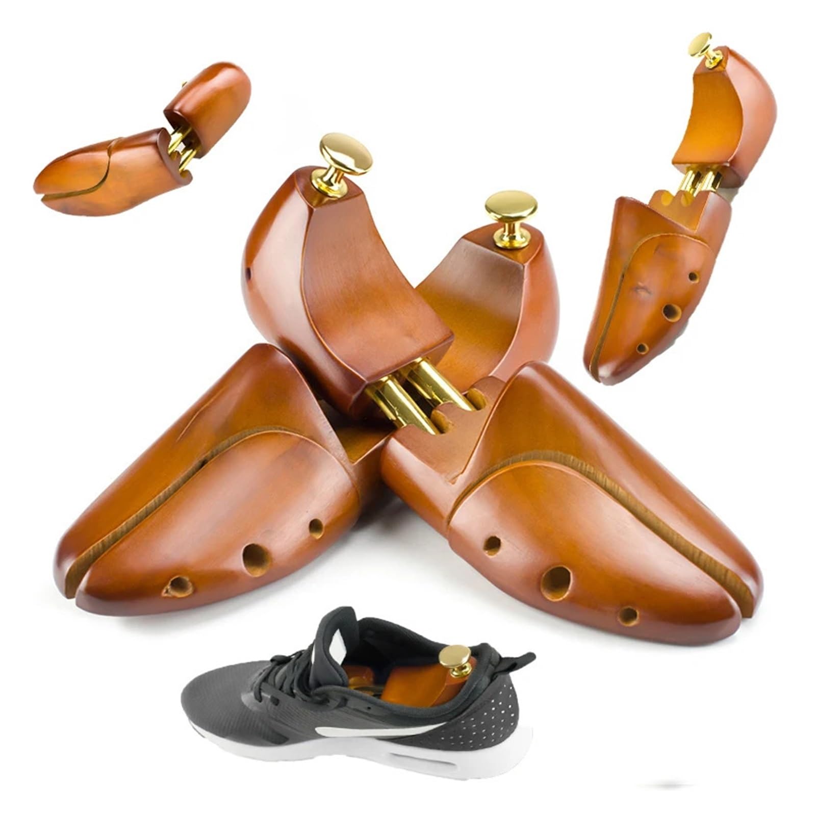 1 par de árboles zapatos ajustables madera maciza for hombres, perilla soporte for, moldeador for mujeres, ensanchador for el cuidado los