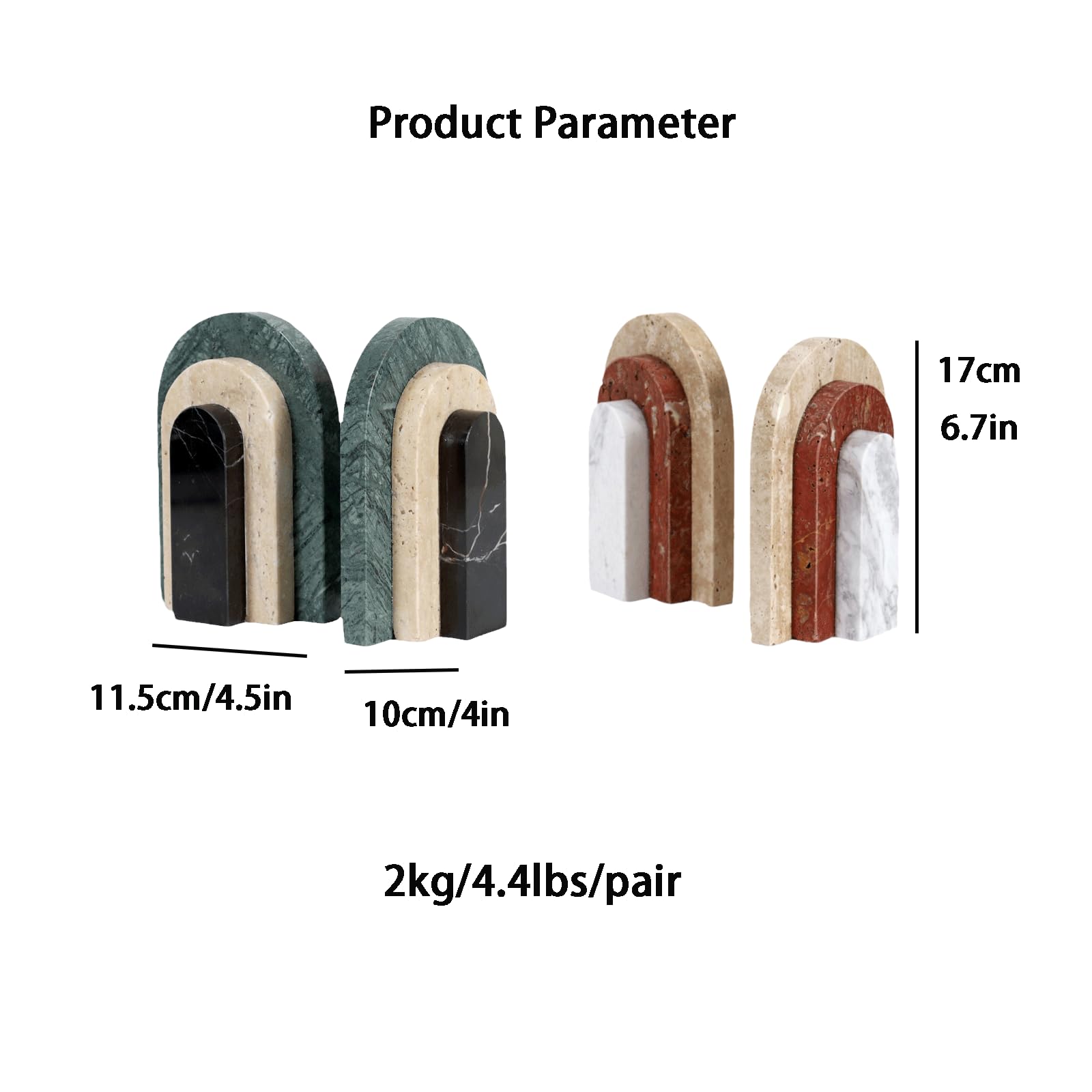 Fermalibri minimalisti in marmo, fermalibri decorativi in stile italiano moderno per ufficio, scrivania, decorazione per la casa