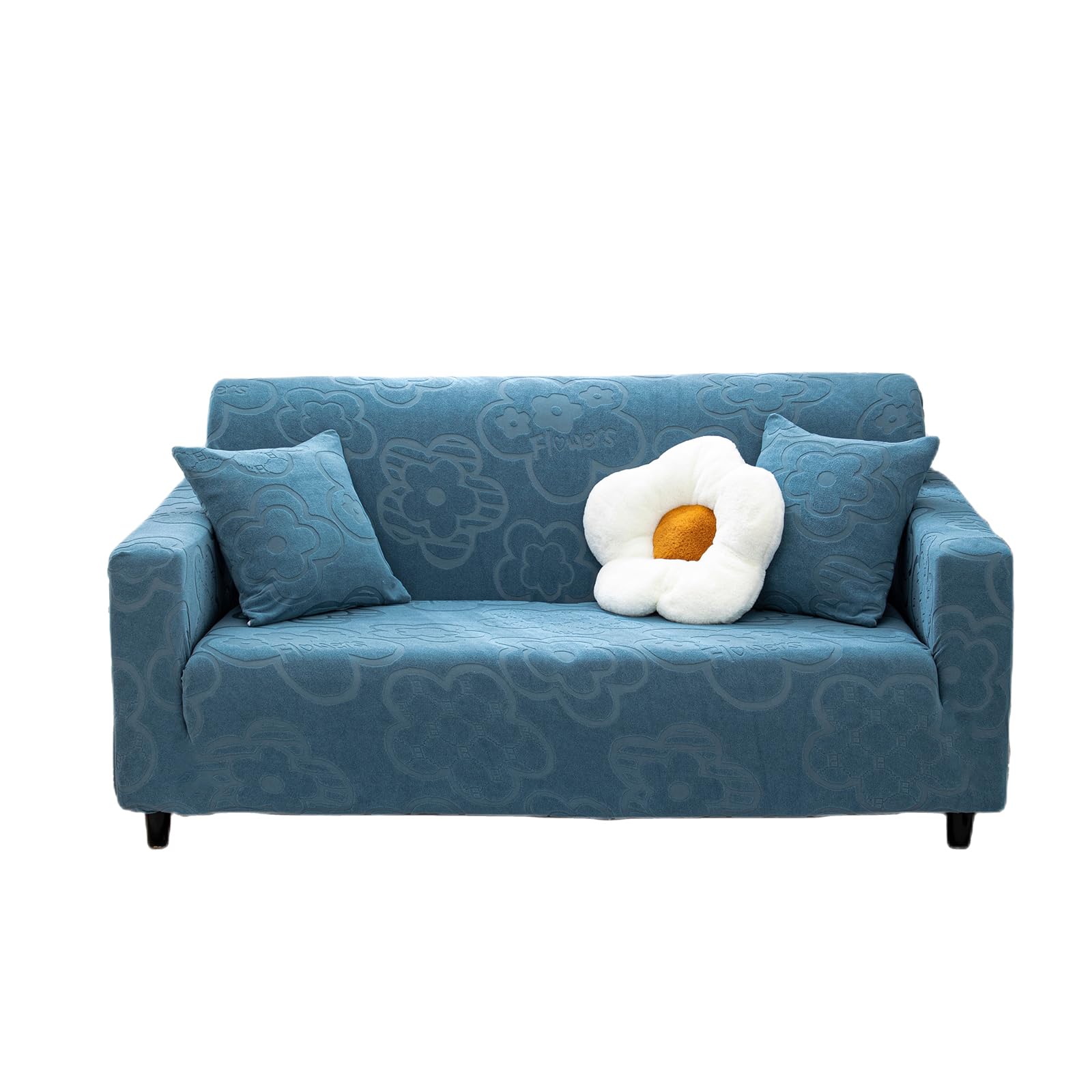 Housse de canapé extensible antidérapante bleu 3 places 190-230 cm