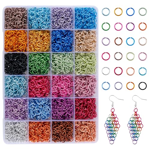 HUAAPLEVLA 8mm Aluminum Jump Rings for Jewelry Making 24 Colors 4800Pcs