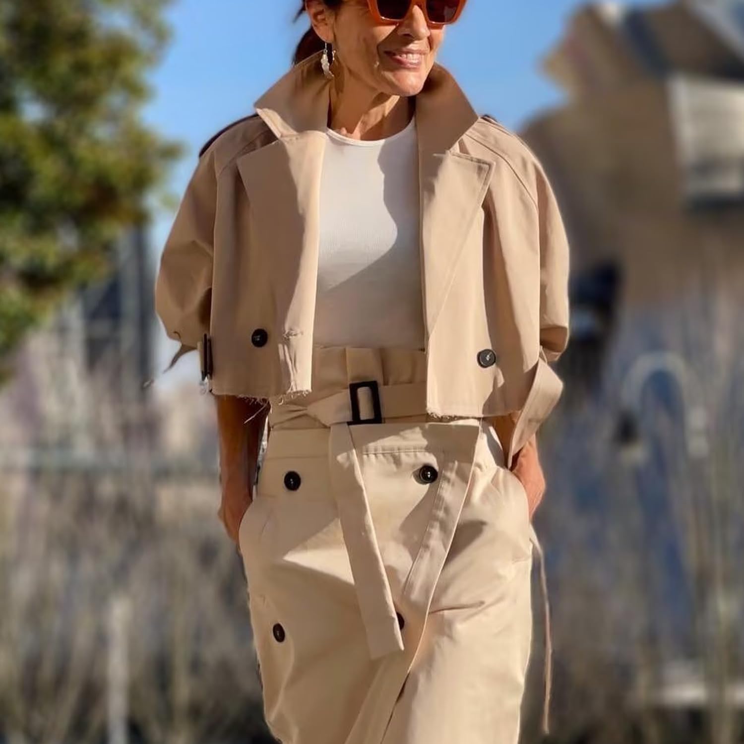 Damen Trenchcoat - Klassisch, Vielseitig, Frühling & Herbst - Business Casual - Black, Regular, Trench, Polyester-Lining, Nicht wasserfest, Für Frauen, Sozial aktiv, Verschiedene Anlässe