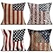 Xihomeli 45 x 45 cm amerykańska flaga ozdobna poszewka na poduszkę USA patriotyczna 4 lipca Dzień Niepodległości Dekoracja domu Poszewka na poduszkę Kreatywny design 'The Old Glory Bawełniana Lory Zestaw 4 szt. (4 szt. Flaga USA, 45 cm x 45 cm)