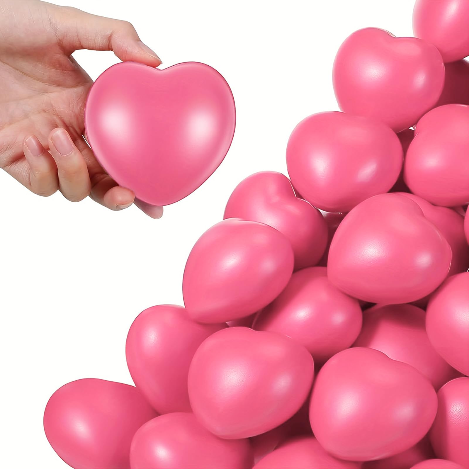 12pcs Heart Stress Balls Valentines Heart Squishy Hand Grip Foam Balls Stress Relief Toys for Kids Adults (Pink, 19x27.5x10cm)