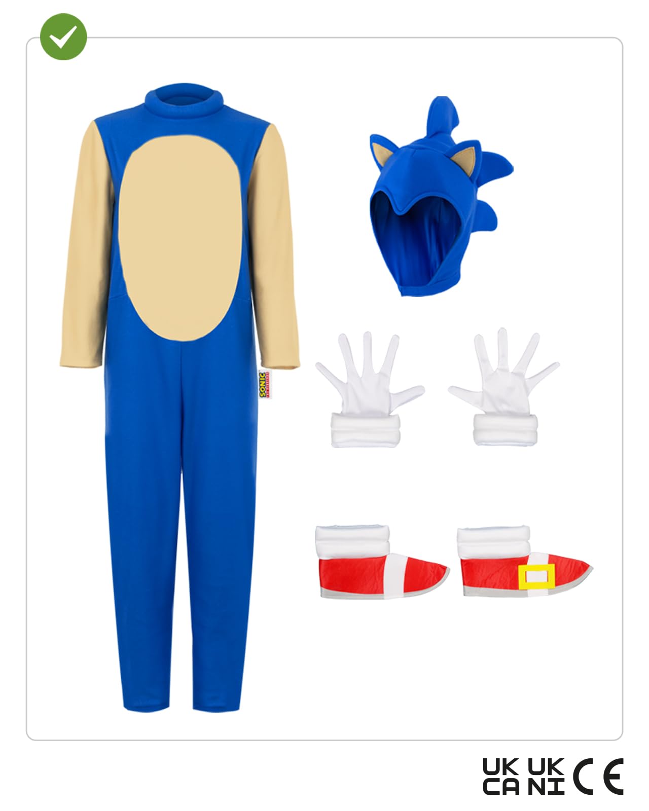 Funidelia Déguisement Officiel de Sonic Deluxe pour Garçon et Fille, Tenue de Jeux Vidéo Hérisson Bleu Enfant, Déguisements de Carnaval, Halloween et Fêtes