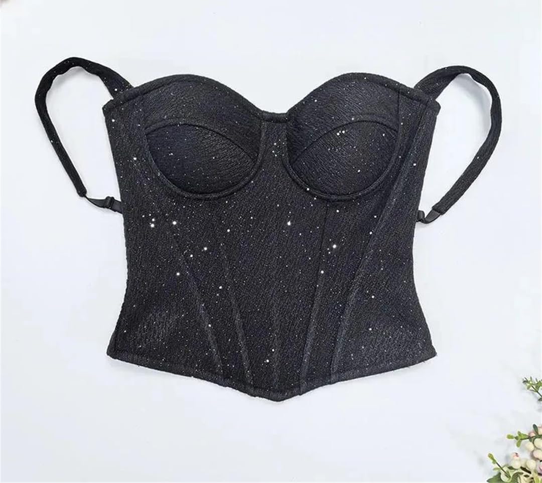 Yeuyyben Canotta da donna in misto lana senza maniche tinta unita con paillettes ispessite abbigliamento interno outwear moda top