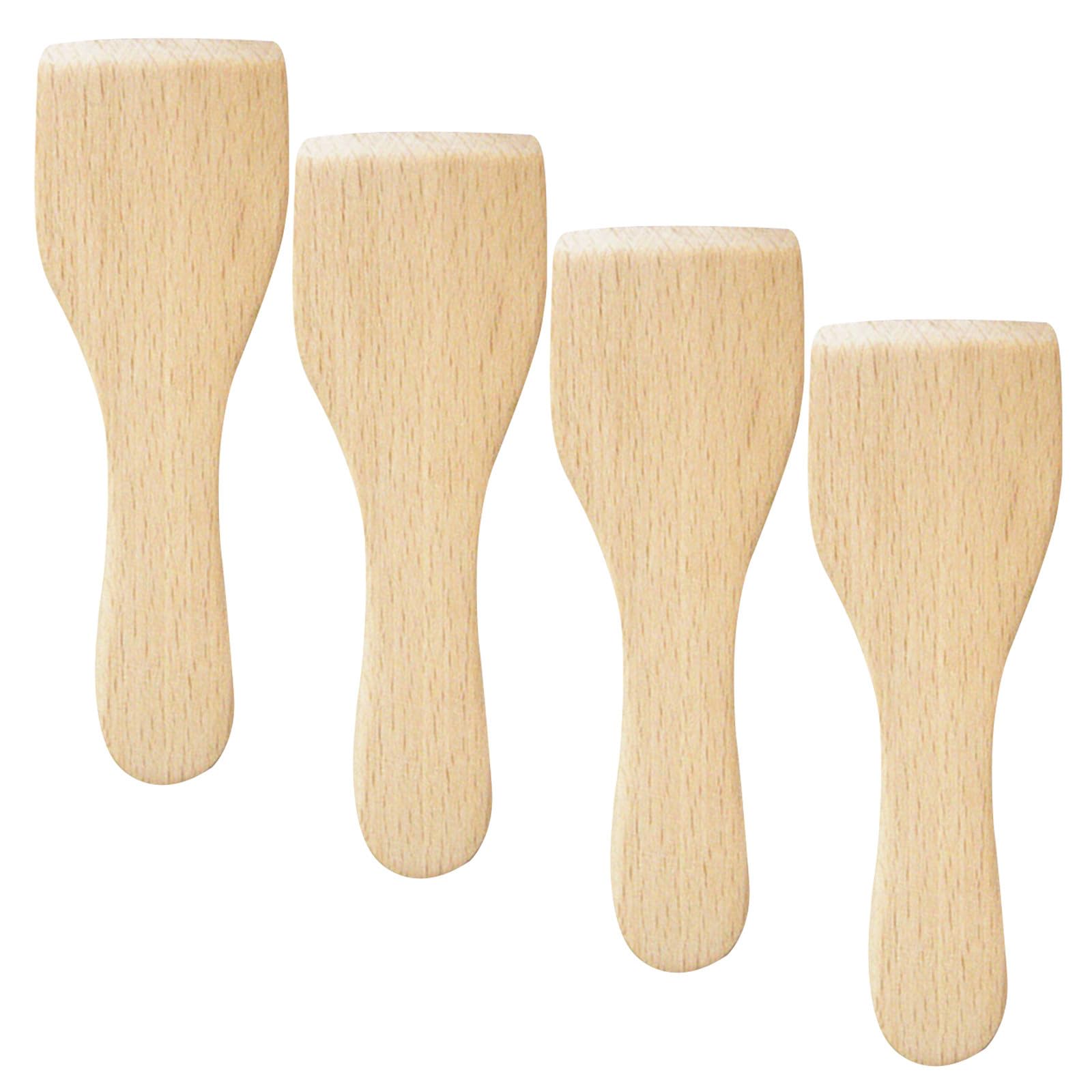 Cabilock Durable 4Pcs Small Beech Butter Spatulas Non-Stick Wooden Turner Cooking Shovel Kitchen Utensils