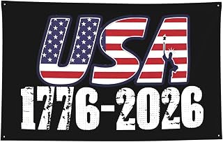 1776 2026 Usa 250Th Birthday Anniversary Flag Poster Durable Wall Banner with 4 Brass Grommets 2x3 Ft Tapestry for Indoor & Outdoor Decor, Perfect for Home,Porch,Garden,Yard