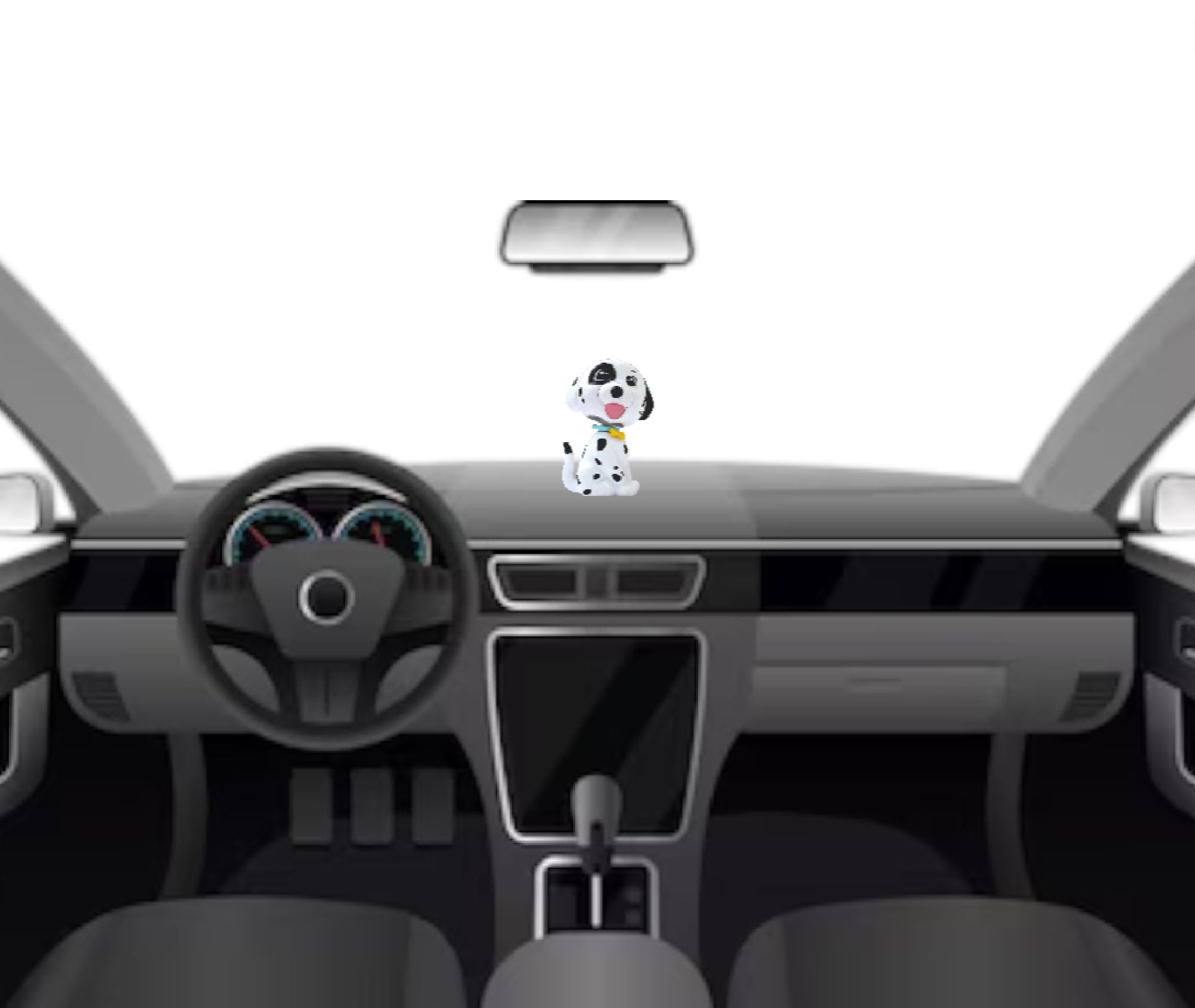 AUGEN Cute Dog White Black Bobblehead for Car Dashboard, Office Desk & Study Table (Pack of 1) 1