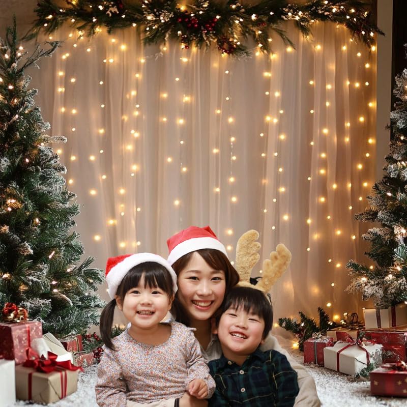 Image of Shimmers Decoration Kit 6 Pcs - White Net Curtains, Fairy String, Ribbon & Hooks, Backdrop Setup for Birthday, Wedding, Baby Shower & Home Decor