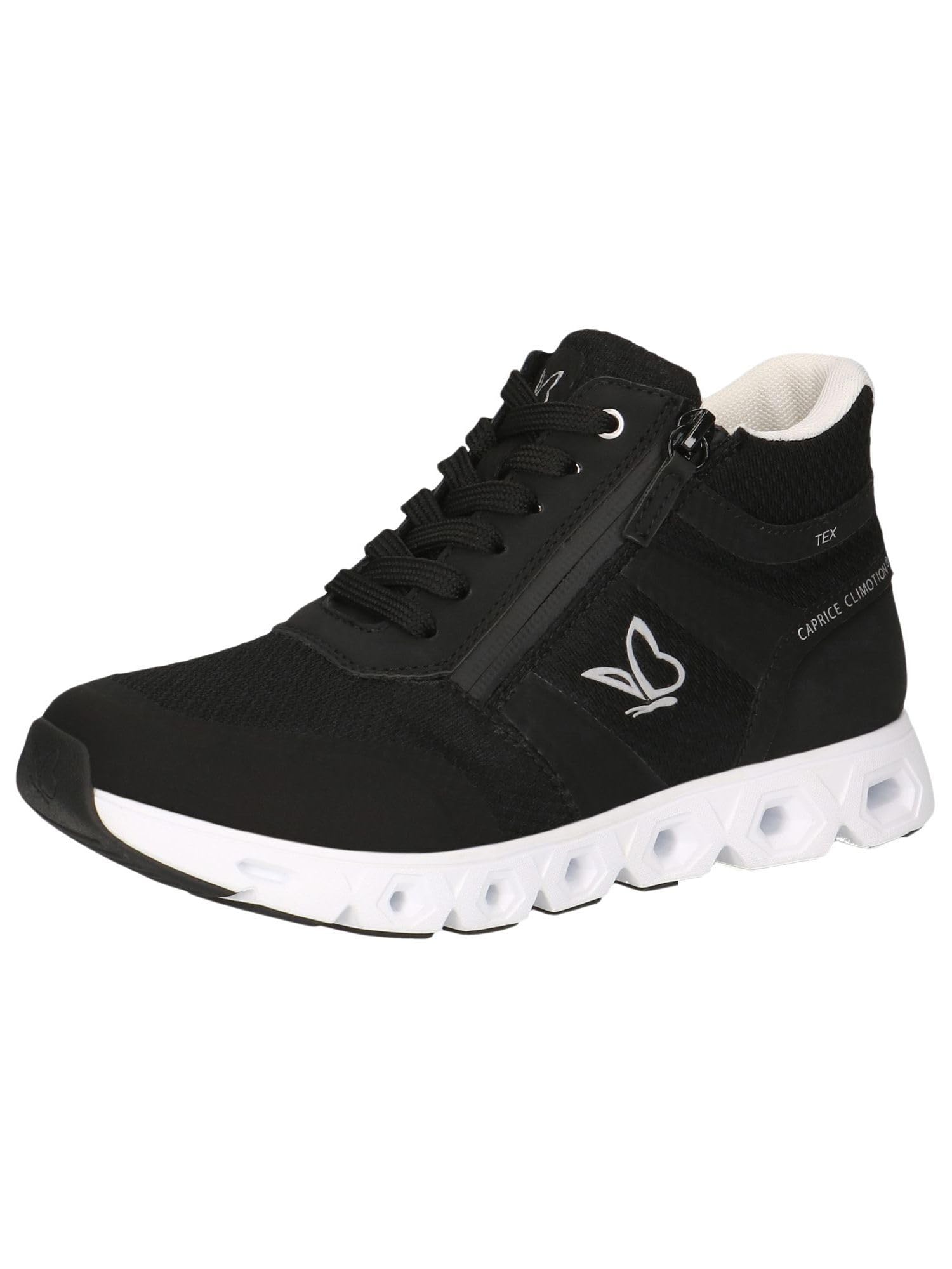 CAPRICE women's high-top sneakers Vegan water-repellent, Black (Black Comb), 7.5 UK