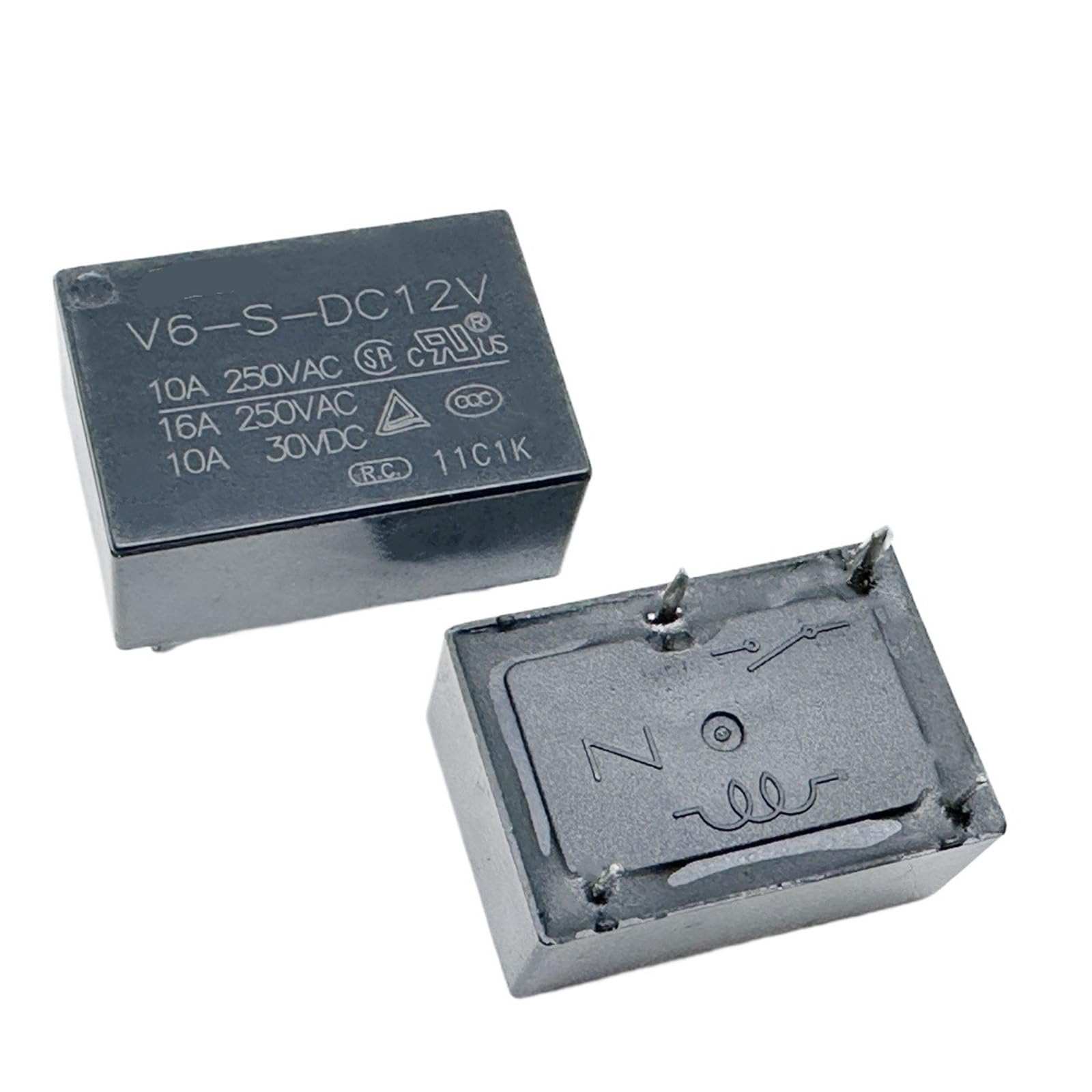 Relais V6-S-DC12V 4 broches 7520A-16A pour circuit imprimé
