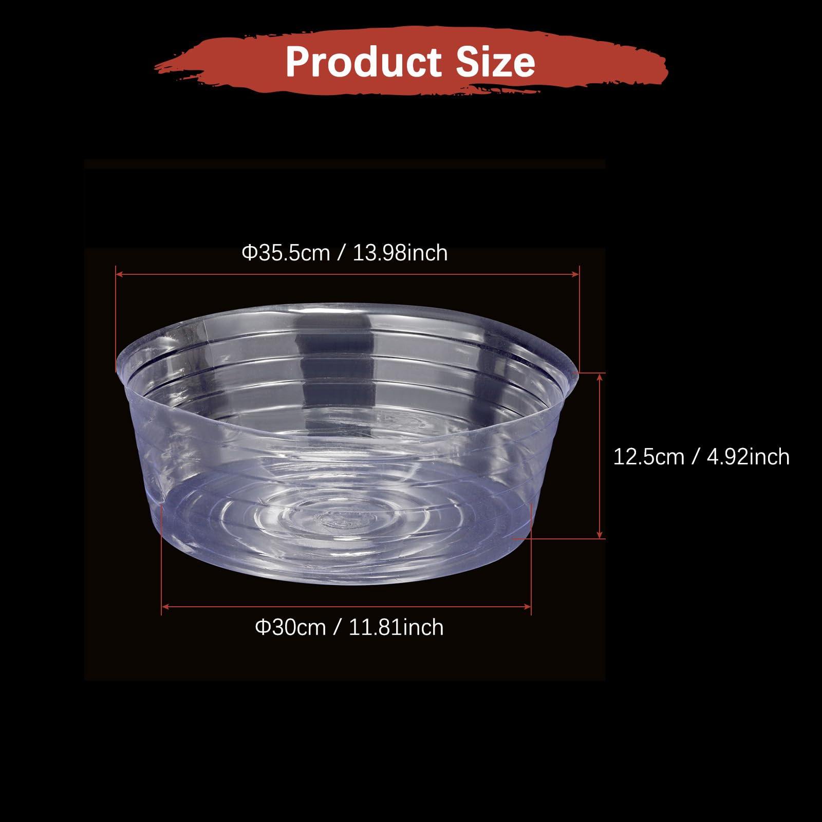 Blumentopf-Untersetzer, rund, tief, für Innen- und Außenbereich, Garten, Topfpflanzen, transparent, Kunststoff, 35,6 cm, 10 Stück