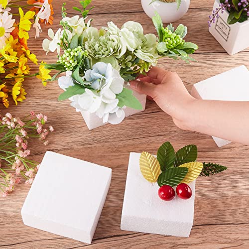 Amylove 48 Pack Craft Foam Blocks 4x4x2 in Non Squishy Square White Flower Foam Cubes Sculpting EPS Polystyrene Block for DIY Art Project Christmas Wedding Floral Arrangement Modeling Sculpture - Thumbnail 4