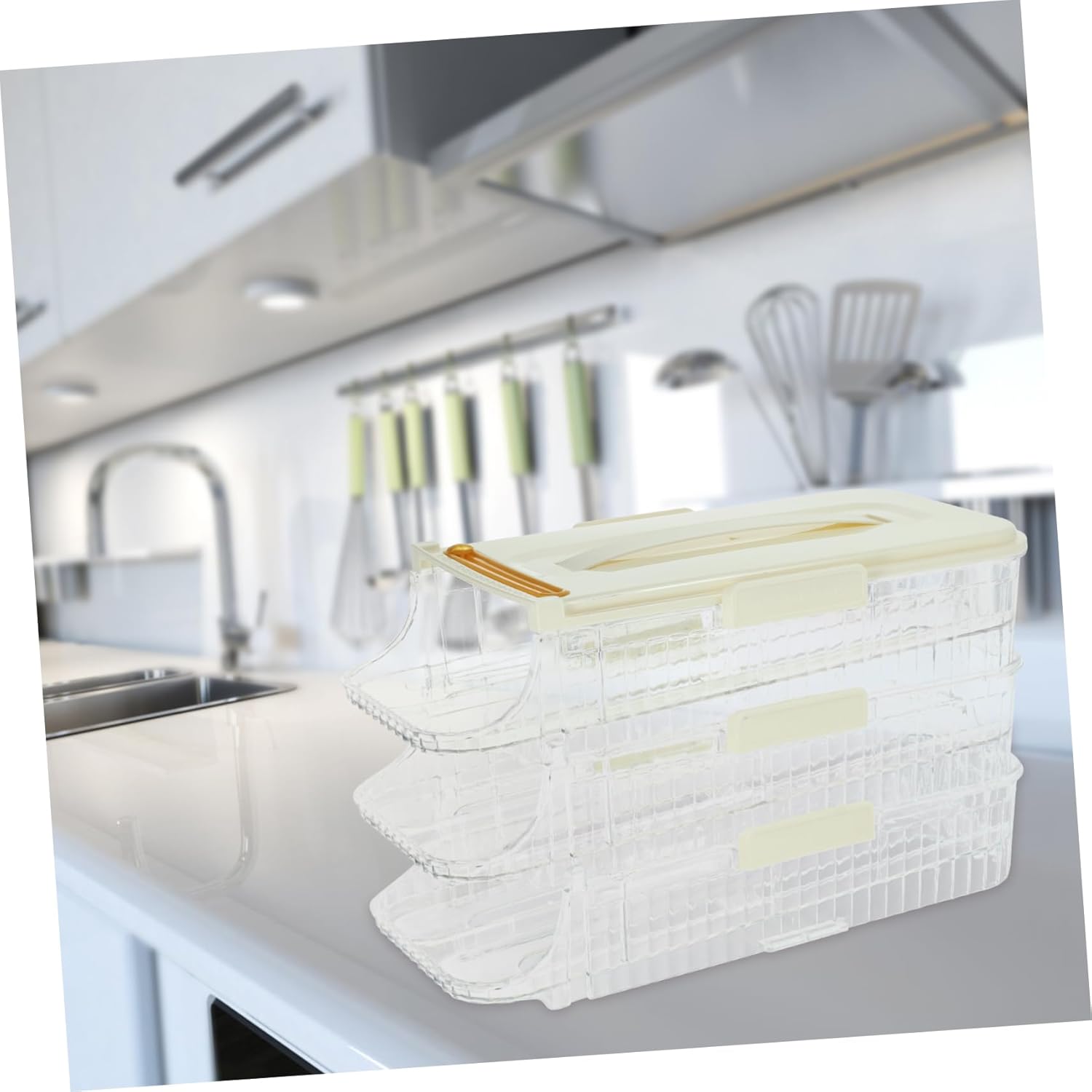 Automatic Scrolling Egg Holder Egg Storage Container for Refrigerator Durable Egg Tray with Smooth Edges Accommodates Eggs Easy