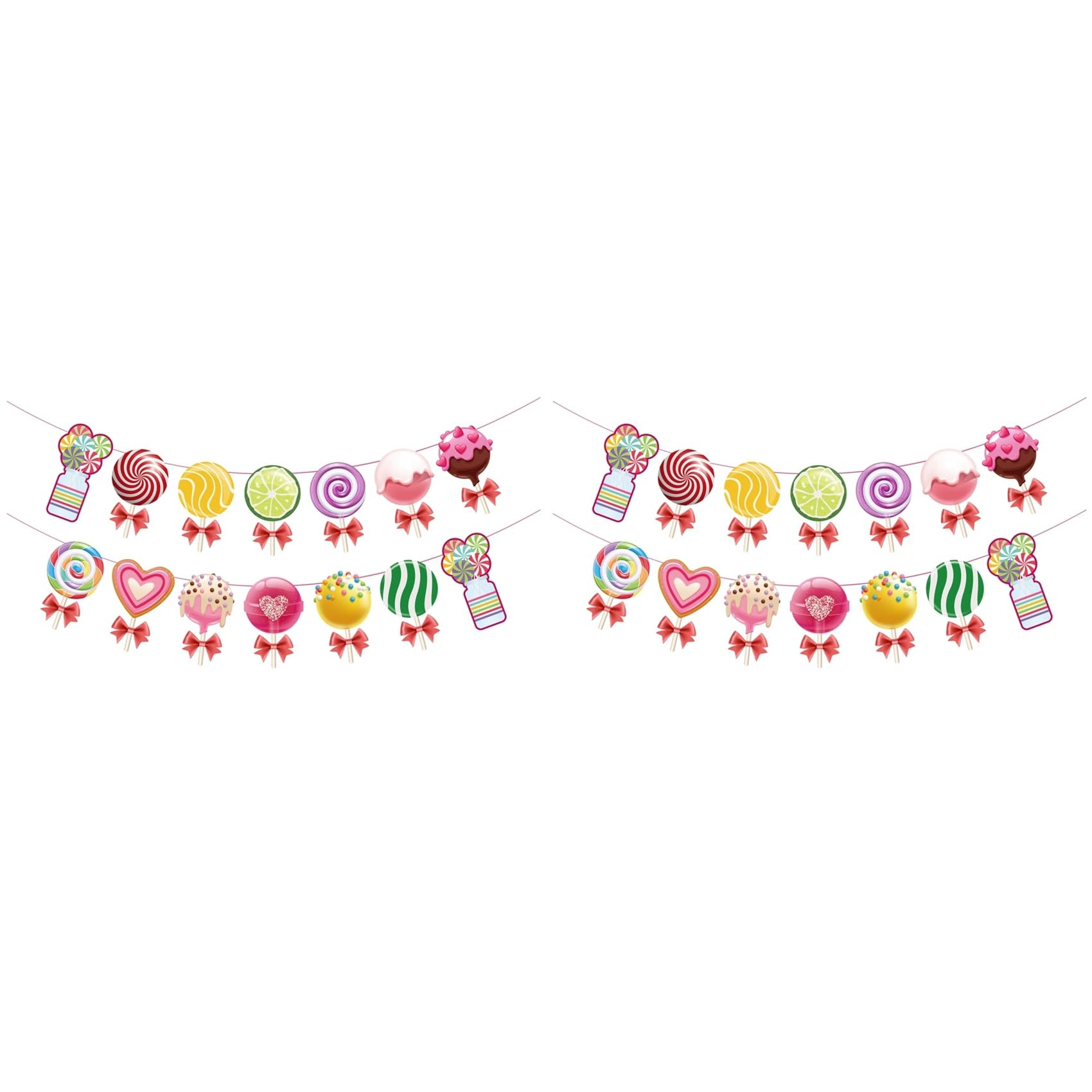 Vjsujehgy 4X Party Decorations Set,Colorful Banner&Candy Themed Party Hanging Swirls Lollipop Decoration