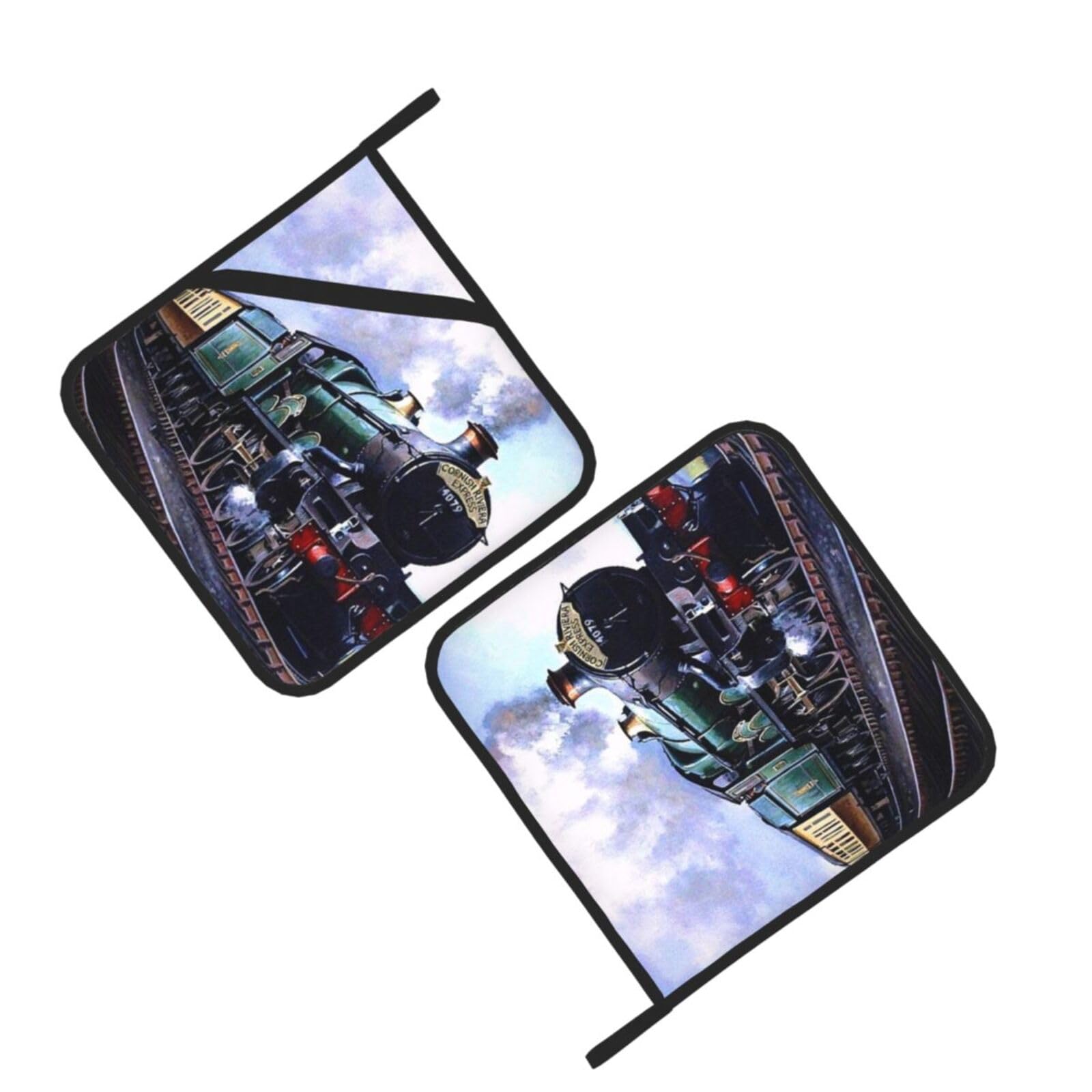 Steam Locomotive Train Printed Oven Pot Holders Set of 2 Pcs Heat Resistant Kitchen Microwave Potholders for Cooking Baking Grilling