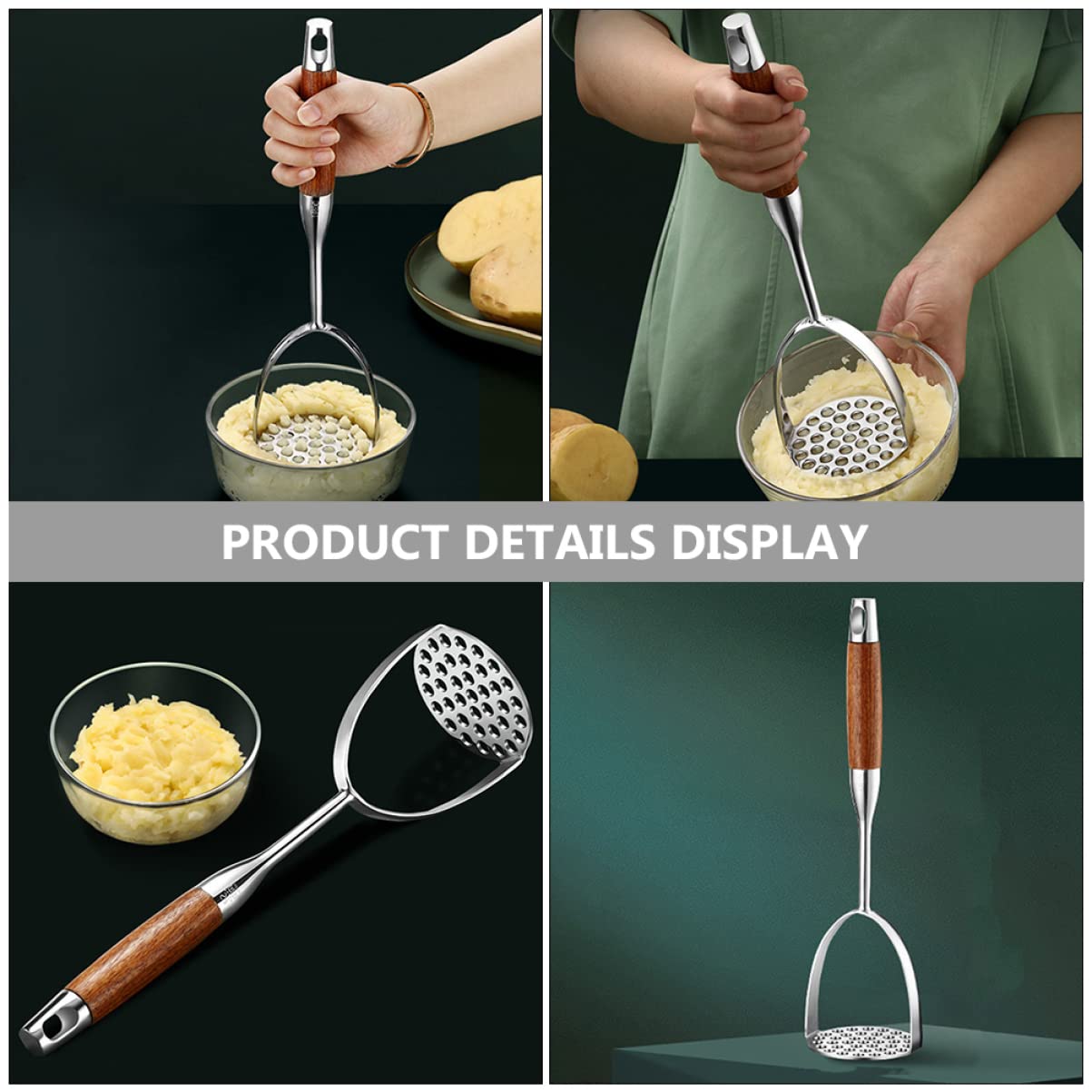 Schiacciapatate In Acciaio Inox - Frantoio Manuale Per Verdure Con Manico Antiscivolo - Foto 8