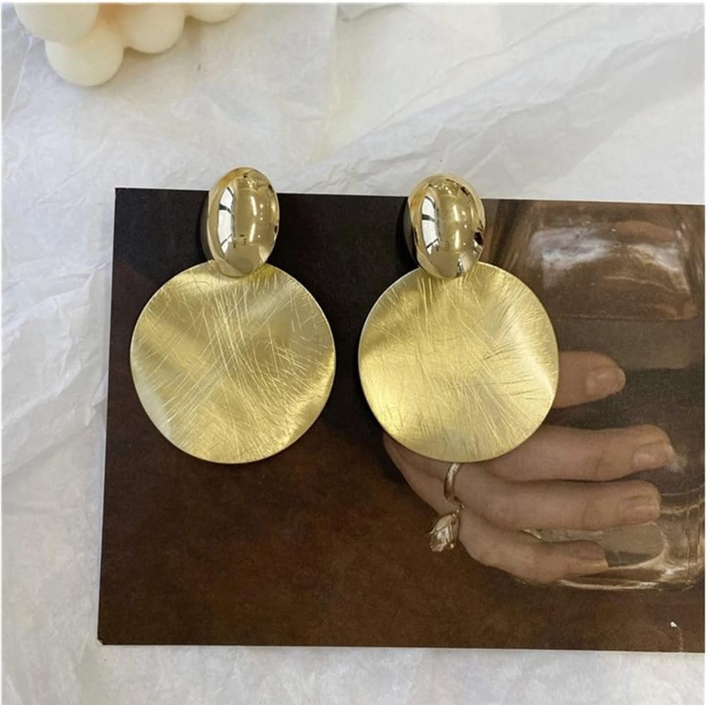 ONLYJUMP Gold Disc Earrings for Women Exaggerated Texture Disc Earrings Lightweight Circle Disc Geometric Flat Brushed Earrings Fashion Minimalist Round Disc Dangle Earrings Boho Statement Jewelry Gifts - Image 6