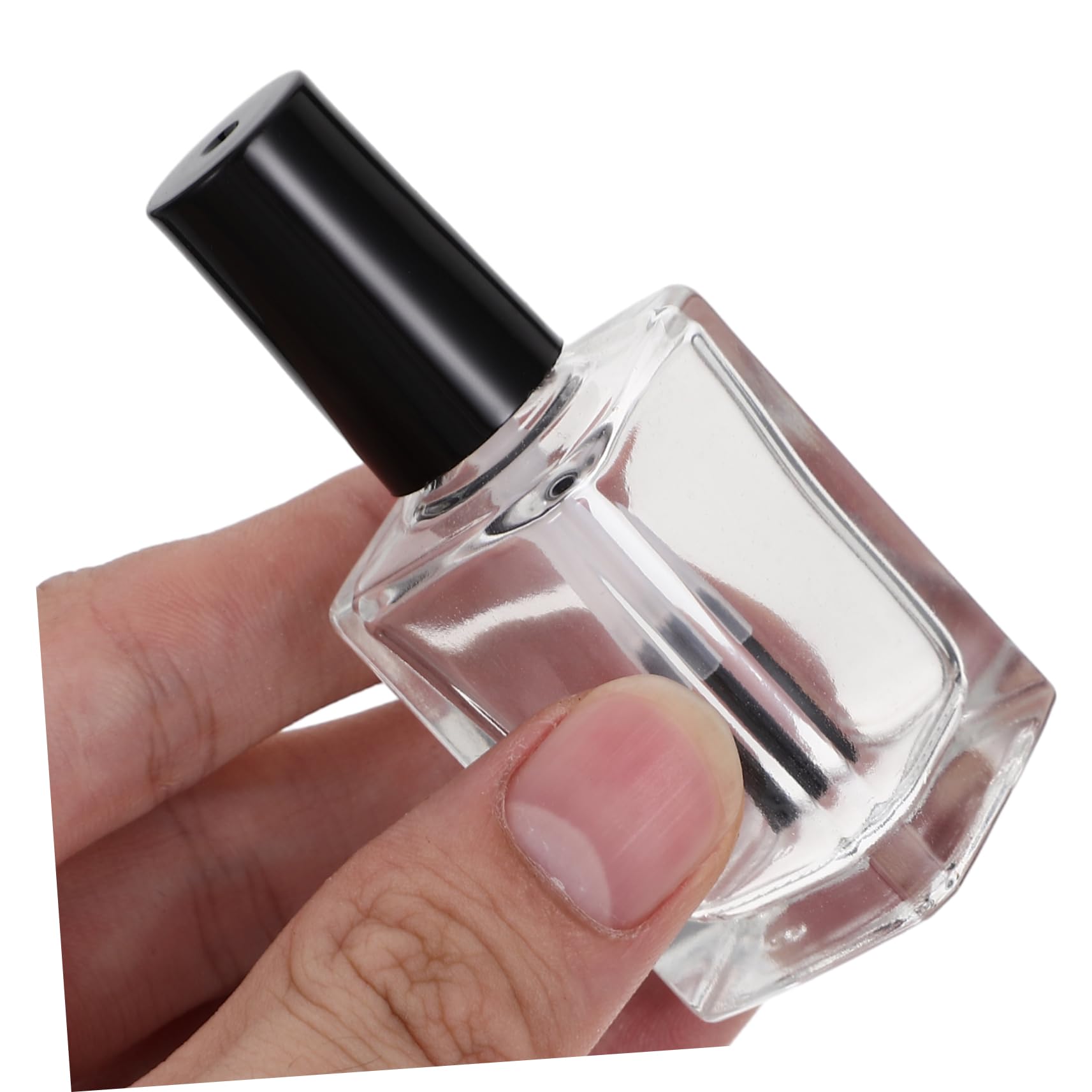 Flaconi per Unghie in Vetro Nero con Pennello, 15 Pezzi | Forma Circolare con Lati Piatti, Tappo Nero, per Cosmetici e Smalto, Stile Semplice e Aspetto Ricercato