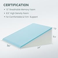 Vista 3 de Almohada de cuña de cama, cuña triangular, parte superior de espuma viscoelástica de enfriamiento de bambú, almohada de cuña de soporte elevado
