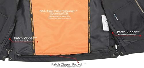 Miniatura 6 de Milwaukee Leather Chaleco clásico de cuero con cuello en V para motociclista para hombre, Mlm3541-negro