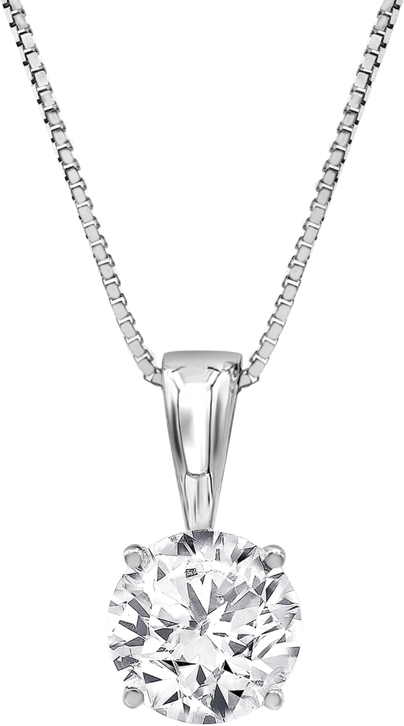 Beyond Brilliance1/2 to 3 Carat Solitaire Diamond Necklaces for Women | Round Cut Lab Grown Diamond | 14K White Gold Pendant | Fine Jewelry for Her | Timeless Design | Gift Box Included