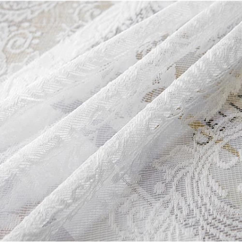 Rideau en Dentelle à Broderie Florale Blancs De 55 Pouces De Long, Rideaux Voilés à Glissière, Rideaux De Fenêtre Filtrant La Lumière pour Le Salon Et La Chambre à Coucher, 2 Panneaux.