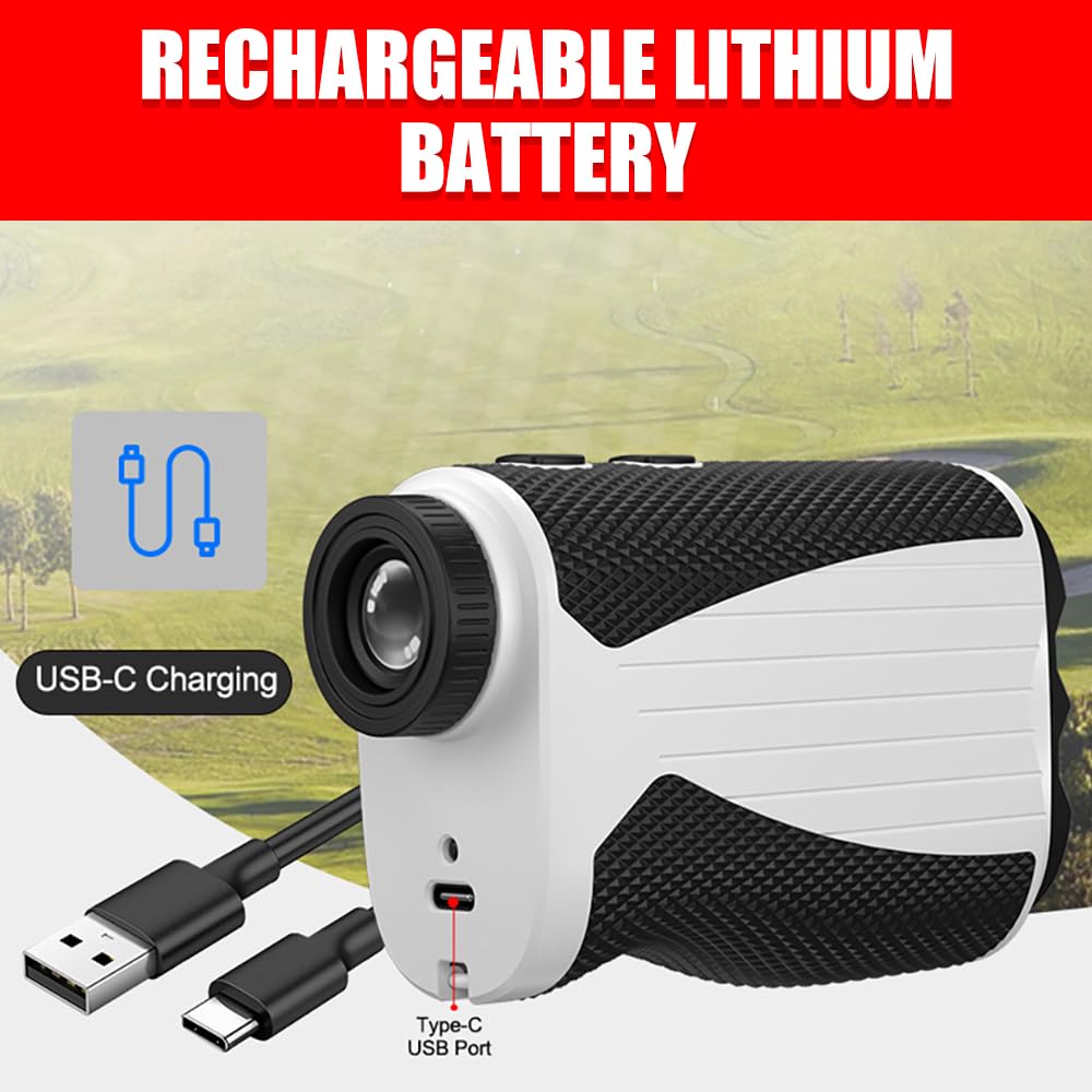 Telemetro da golf con ingrandimento 7x, telemetro laser da 1200 metri con compensazione della pendenza, vibrazione Flag-Lock e batteria ricaricabile, ideale per golfisti, caccia e attività all'aperto