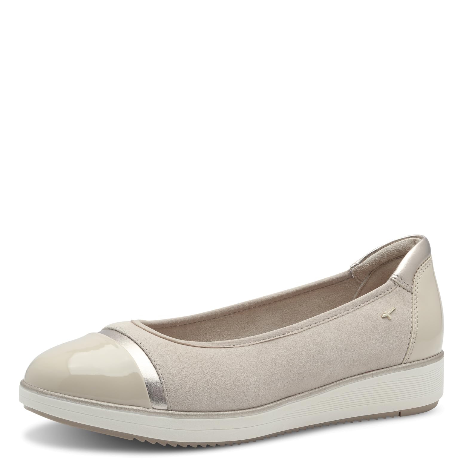 Tamaris Comfort Women’s Ballerinas Round Toe Comfortable, Beige, 6,5 UK