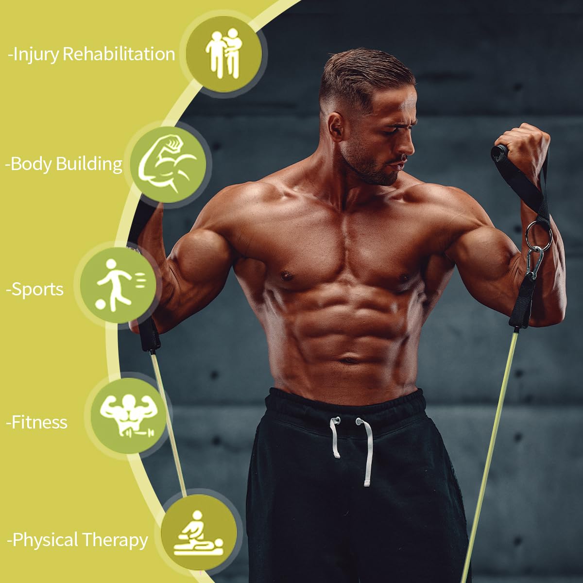 VEICK Bandes de résistance, bandes d'exercice, bandes de résistance pour entraînement avec poignées pour homme et femme, bandes d'exercice pour fitness poids entraînement à la maison