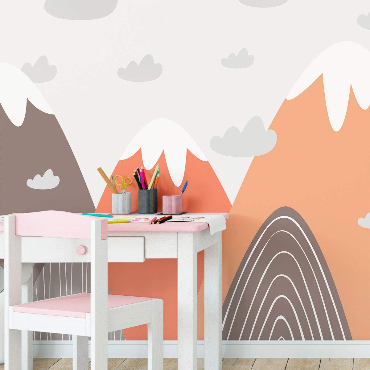 Adesivo Murale Montagne Scandinave Per Cameretta - Decorazione Moderna E Removibile, Design Nordico - Foto 7