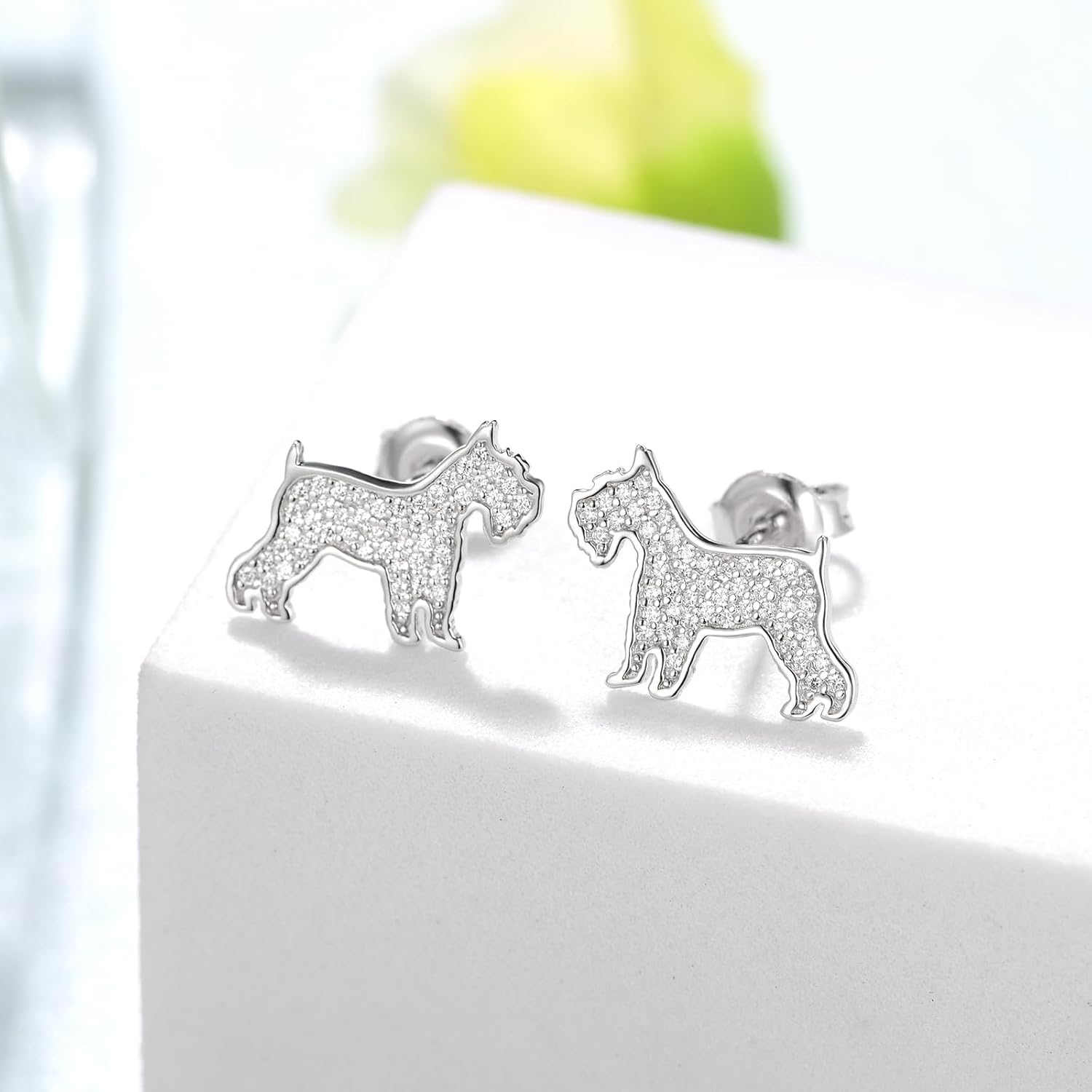 Schnauzer Pomeranian Earrings 925 Sterling Silver Mini Schnauzer Pomeranian Dog Stud Earrings Jewelry Gift Birthday Earrings for Women - Image 3