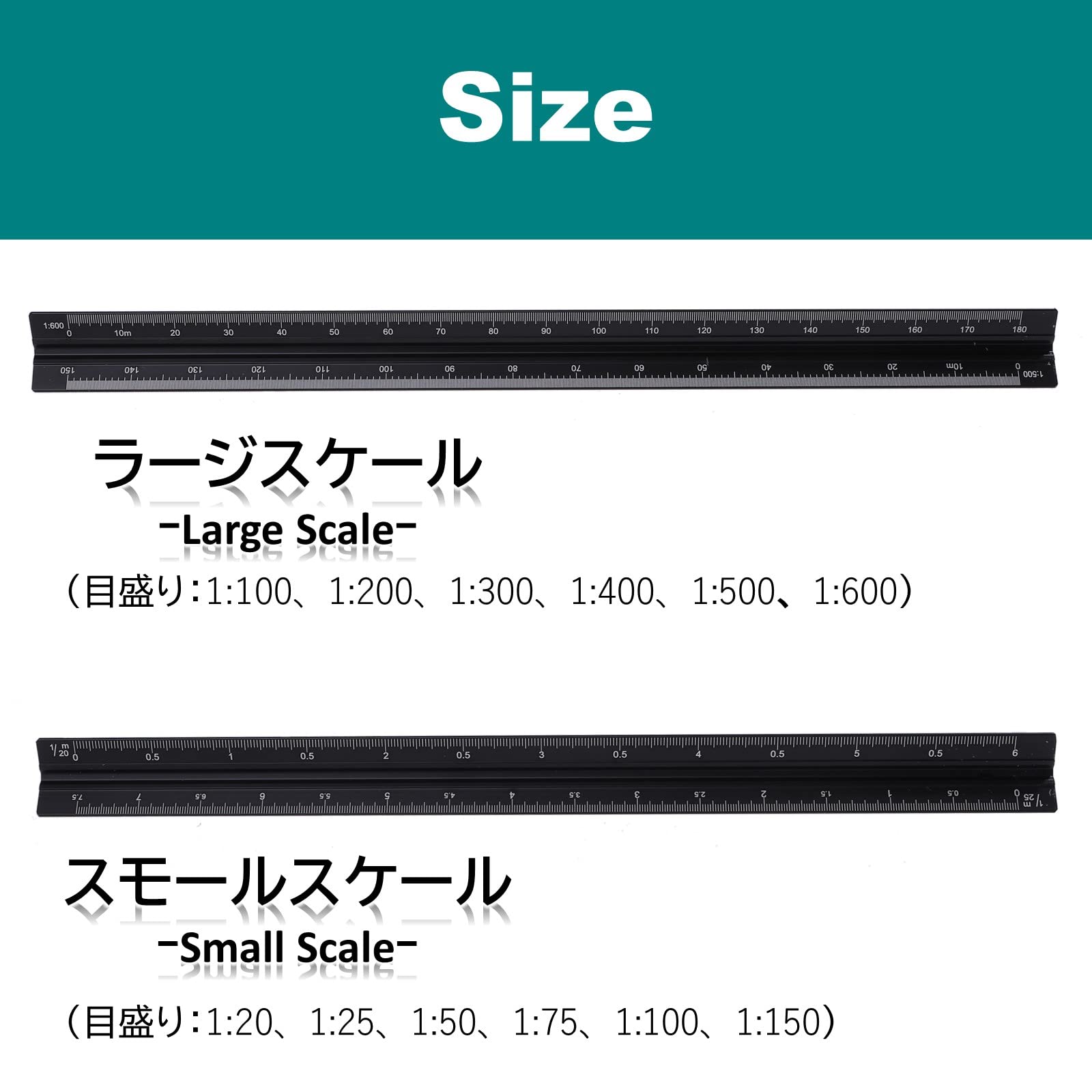 Amazon.co.jp: ルボナリエ 三角スケール 三角定規 アルミ定規 縮尺定規