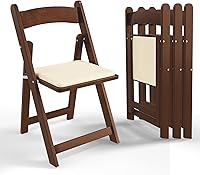 Vista 1 de VINGLI Wooden Folding Chairs with Cushion, Comfortable, Portable and Durable Foldable Seating for Indoor & Outdoor Events, Banquet, Party, Dinning
