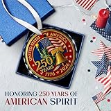 FLAGWIX 250 Anniversary USA Ornament for 4th of July Decorations - Glass Patriotic Christmas Ornaments - United States 250 Years American Anniversary Merchandise Memorial Day Fourth of July Gifts Bulk