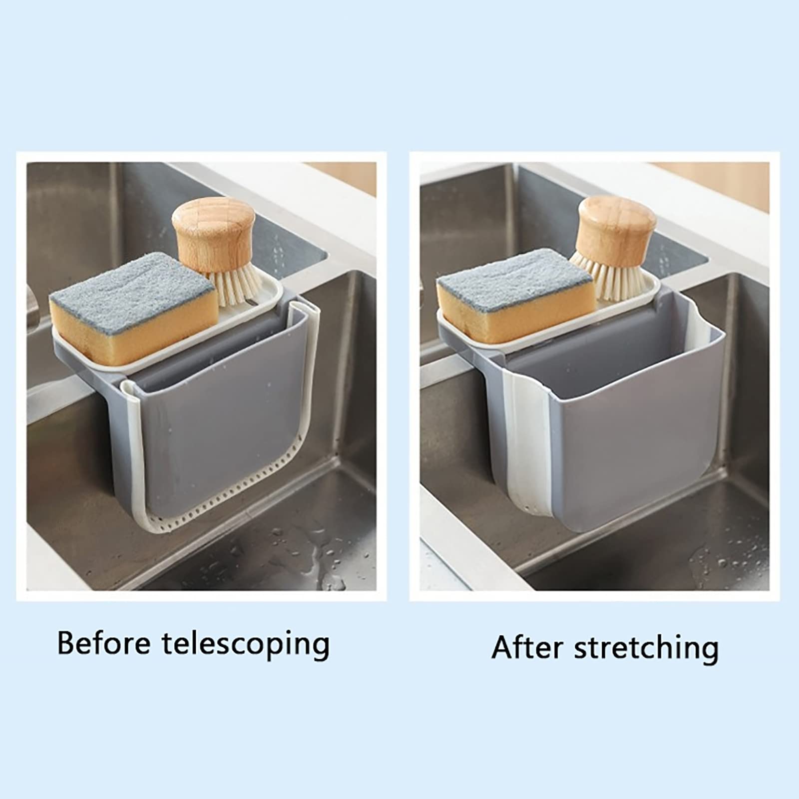 Colador De Desagüe para Fregadero, Colador De Fregadero De Cocina, Multifunción, Plegable, para Recoger Alimentos, Colador De Alimentos De Esquina sobre El Fregadero para Residuos De Frutas
