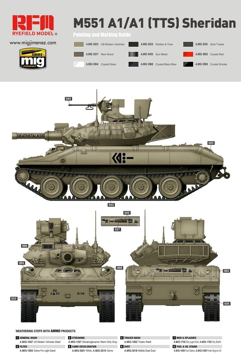 Rye Field Model 1/35 US Army M551A1 / TTS Sheridan Plastic RFM5020