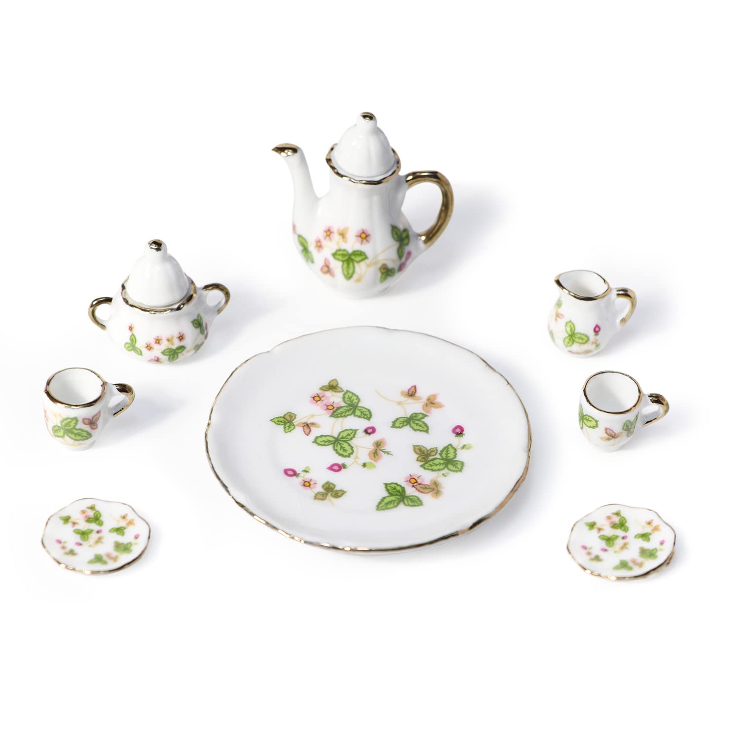 Miniature Porcelain Tea Set for Dollhouses -16 Miniature Porcelain Tea Set for Dollhouses -16