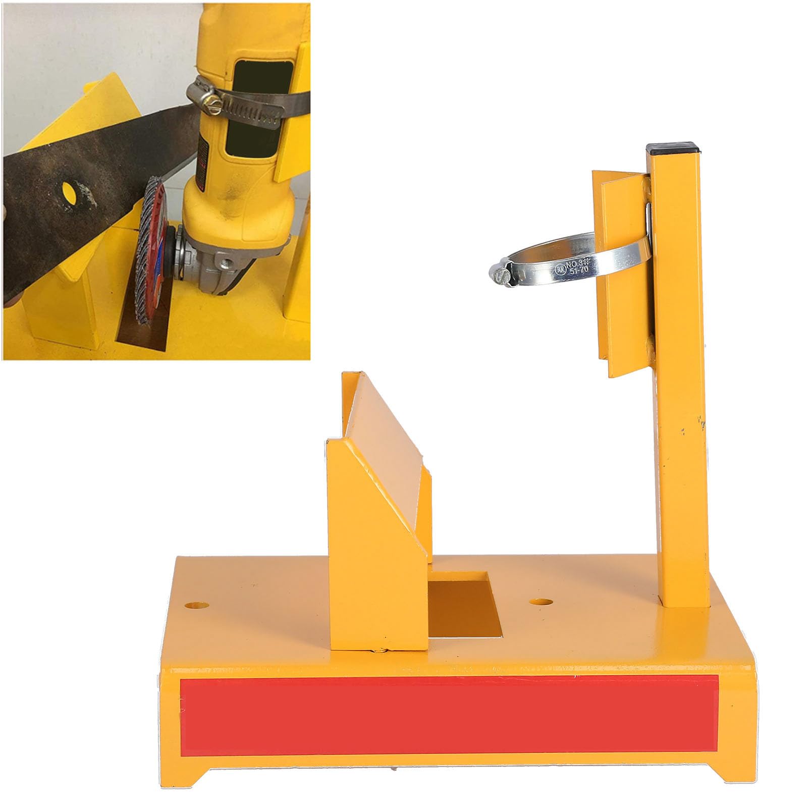 Ejoyous Afilador de Cuchillas para Cortacésped Amoladora de Cuchillas para Cortacésped de Hierro Bisel de 30 Grados Anillo Ajustable Base Estable Diseño Desmontable para el Cuidado del Césped en el