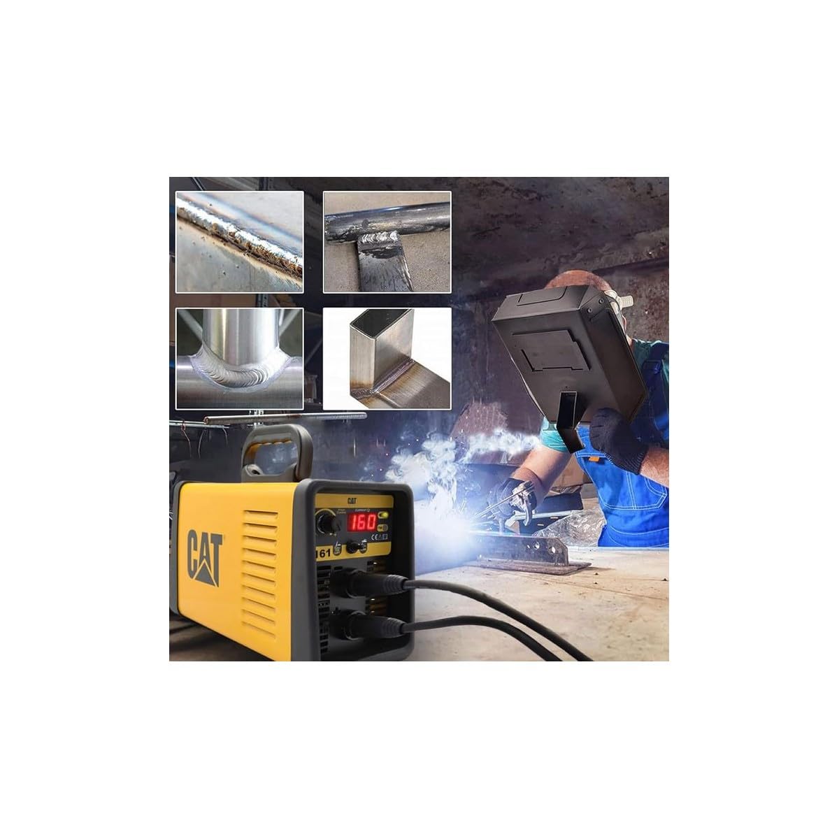 CATERPILLAR DZ 161 Saldatrice Inverter Professionale MMA TIG LIFT ad Arco (15-160A) - Salda tutte le elettrodi 1,6-4,0 mm | Hot Start, Anti-Stick, Arc Force