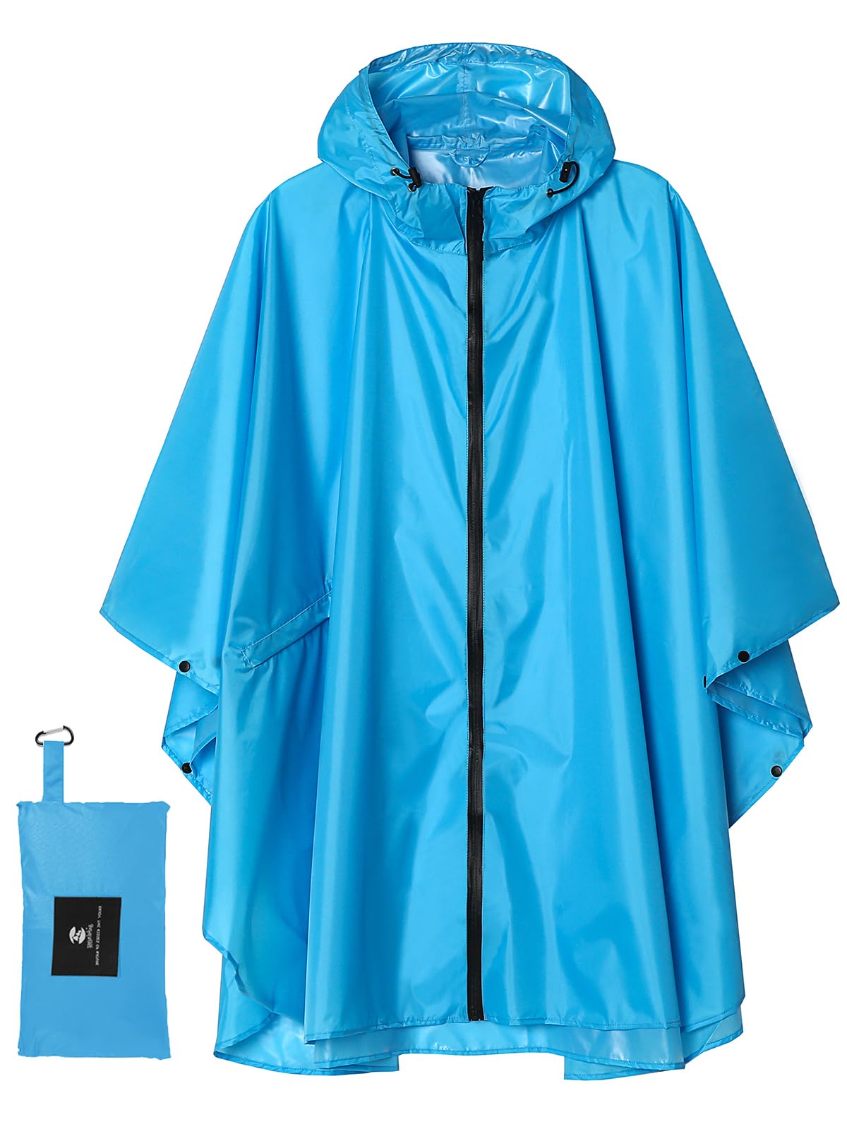 SaphiRose Adult Rain Poncho Waterproof Hooded Zipper Raincoat with Pockets