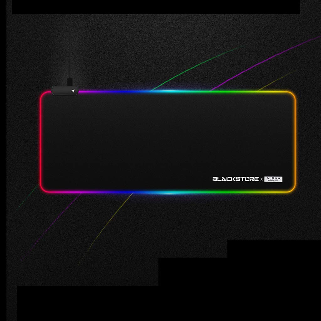 Podkładka pod mysz gamingowa z oświetleniem RGB, efekt chromu (7 kolorów LED/10 trybów oświetlenia/USB/twarda powierzchnia), mata antypoślizgowa do komputera, kolor czarny, 88 x 30 cm