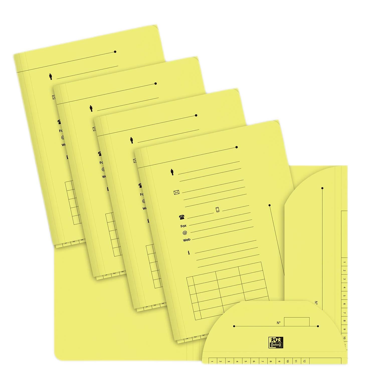Oxford Pack of 100 A4 Document Folders for 200 Sheets of Kraft Paper 240 g Thick Pastel Yellow