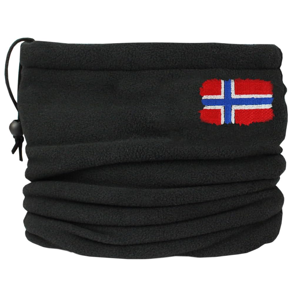 Teddyt's Unisex Black Norway Flag Embroidered Snood Scarf Neck Warmer