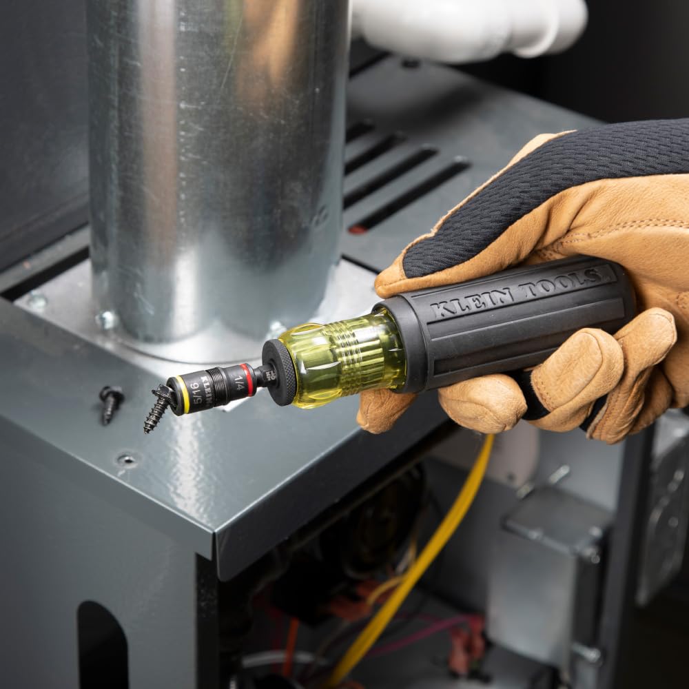 Klein Tools 32931 Zestaw nasadek udarowych 3 w 1, gniazdo z klapką z 2 rozmiarami sterowników sześciokątnych SAE i funkcją trzymania bitów 1/4 cala, klasa udarowa