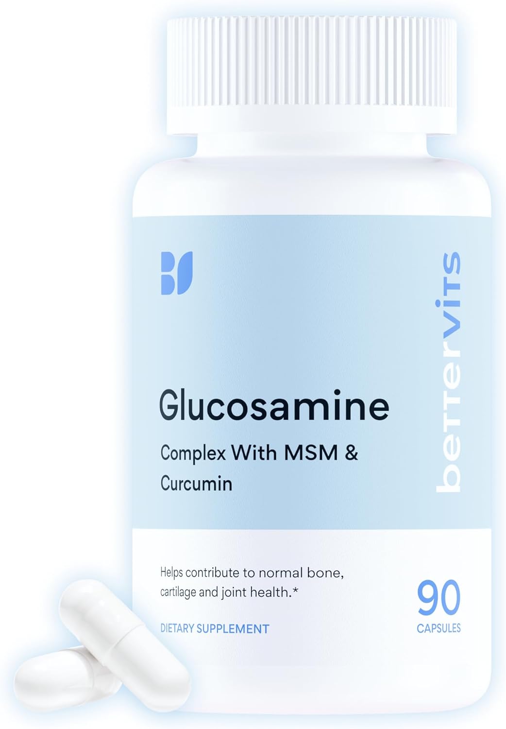 Bettervits Glucosamine Complex with MSM Сhondroitin | Joint Supplements for Women and Men with Vitamin C | Arthritis Support Supplement for Mobility & Flexibility - 90 Capsules